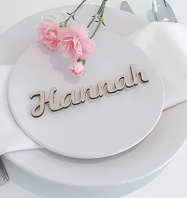 £0.99 • Buy Wooden Wedding Place Name, Place Setting, Table Setting - LASER CUT NAMES