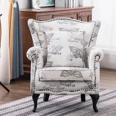 Orthopedic Armchair Fabric Wing Back Queen Anne Fireside Sofa Soft Accent Chairs • £199.95