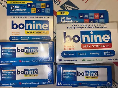 LOT 4 Bonine Chewable Motion-Sickness Relief Tablets Raspberry 12 & 16 Ct FS • $12.99