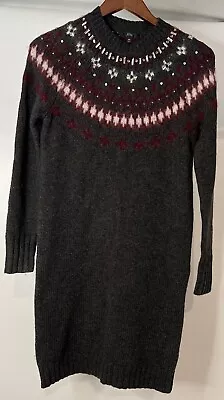 J CREW Fair Isle Sweater Dress Jewel Embellished Via Wool Alpaca XS Nordic • $22.25