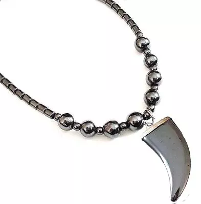 Man's Necklace Black Hematite Claw Pendent Surfer 18  Long • $4.95