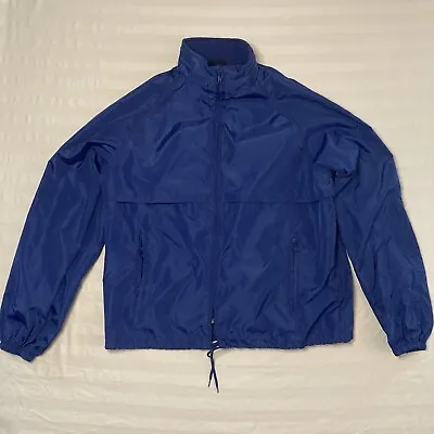 Vintage Eddie Bauer Rain Jacket Mens Large Blue Packable Vented Mesh Nylon Golf • $12