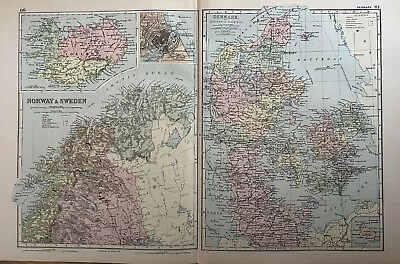 1893 Denmark Copenhagen & Iceland Antique Map By G.W. Bacon • £19.99