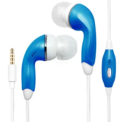 Blue Color 3.5mm Earphones Remote Control W/ Mic. Handsfree Stereo Headset • $8.07