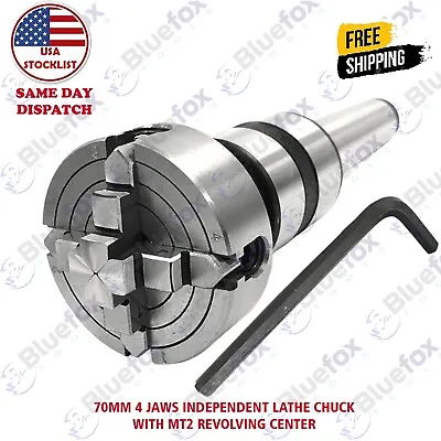 Revolving Center MT 2 Shank M14 X 1+ 4 Jaw Independent 70 Mm Lathe Chuck Premium • $83.99