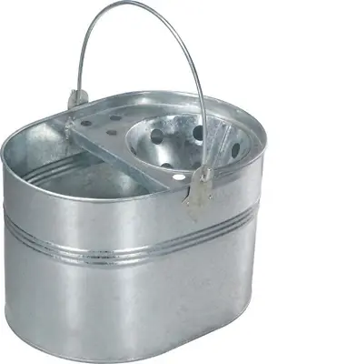 Mop Bucket Galvanised Metal Heavy Duty Cleaning Home Basket Strong Handle 13ltr • £12.29