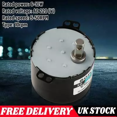 Permanent Magnet Synchronous Motor AC 220V Gear Motors 6-10W 5-50RPM 50KTYZ UK • £9.99