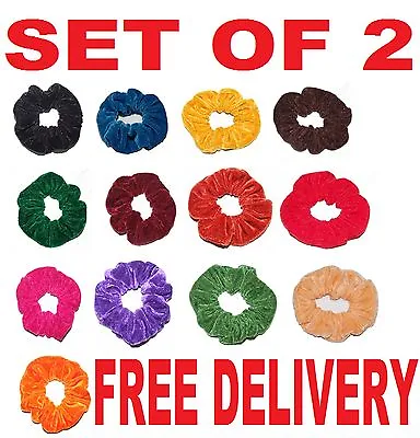 Pair Of Velvet Hair Scrunchies Elastic Scrunchy Hair Bobbles Hair Scrunchie  • £2.49