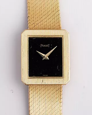 Vintage Piaget Ladies 18k Watch W/Onyx Dial & Attached 18k Band! Beautiful • $3995