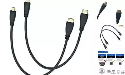  2Pack 1Feet Micro HDMI Type D Male To Mini HDMI Type C Male 1FT 2Pack • $16.88