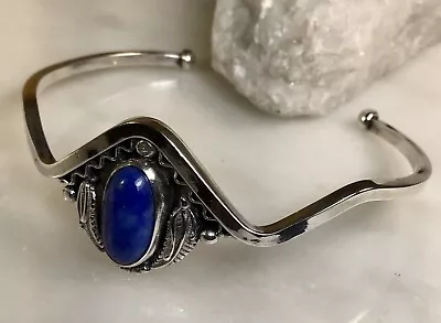 Vintage Robert Johnson Navajo Sterling Silver Blue Lapis Lazuli Cuff Bracelet  • $58.95