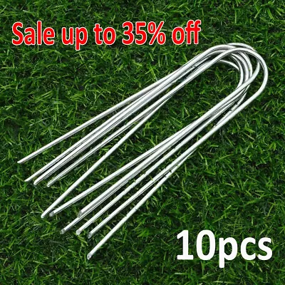 10X Heavy Duty Trampoline U-Shaped Metal Wind Stake Goal Pegs Tent Ground Anchor • £2.44