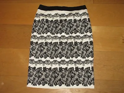 Ladies Marks And Spencer Coll Black Ivory Straight Pencil Skirt Size 8 • £2.99