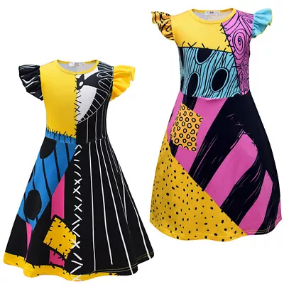 The Nightmare Before Christmas Sally Girls Dress Halloween Cosplay Costume Dress • $18.98