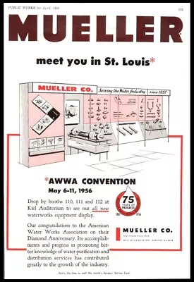 1956 Mueller Co-Water Works Association-AWWA Convention Vintage Trade Print Ad • $14.75