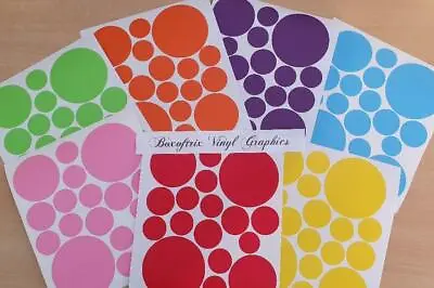 Rainbow Of DotsVinyl Wall Art Stickers Kids Bedroom Decals 7 Colours 112 Dots • £6.50