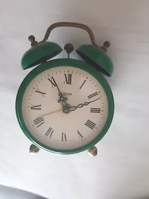 Vintage  Double Bell Alarm Clock .In Working Order.  From The 70s.Green. • $27.34