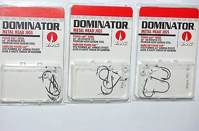 3 Packs Vmc Dominator Metal Head Jigs 1/16oz White Power Gap Mhj116-wht • $11.95