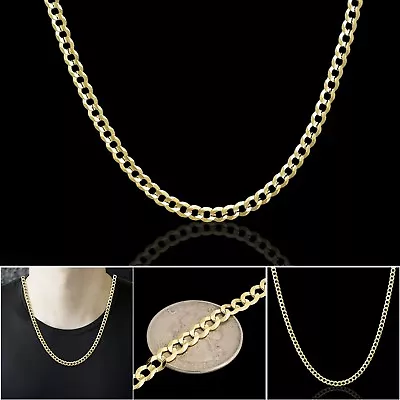 10K Yellow Gold Solid 2mm Curb Cuban Chain Link Necklace 16 -24  Men And Women • $97.20