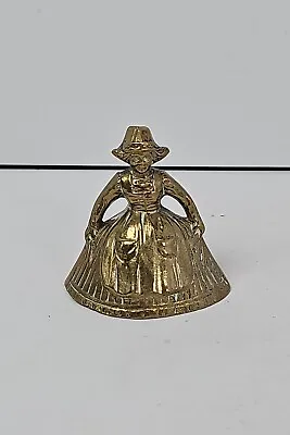 Vintage Solid Brass Cast Collectible 2” Dutch Lady Hand Table Lunch Bell • $9.99