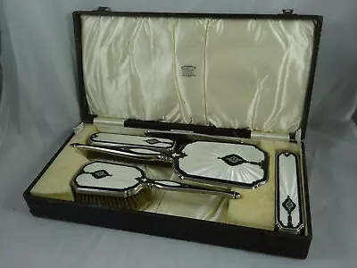 £575 • Buy BOXED Sterling Silver & ENAMEL, DRESSING TABLE SET , 1932