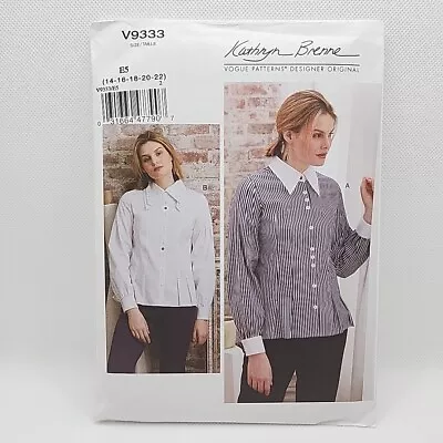 Vogue 9333 Misses' Button Front Blouse Shirt Top Sewing Pattern Size 14-22 Uncut • $5.99