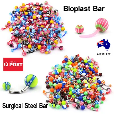 Bulk Buy Double Ball Belly Button Ring Navel Piercing Jewelry Curved Barbell Bar • $5.80