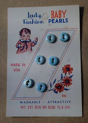 2799 Vintage Lady Fashion Baby Button Cards Blue Shell • $4.99