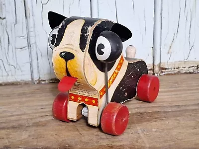 Vintage FISHER PRICE NO. 462 PULL TOY BARKY DOG 1950s Eyes Move Makes Sounsd • $65