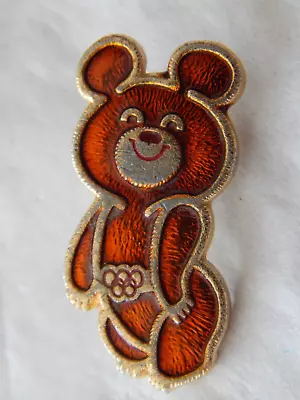 Vintage1980 Olympic Games Enamel Pin: Misha The Bear • $4