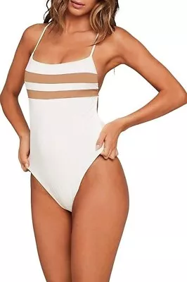 $169  NWT L Space High Impact Bitsy One Piece Swimsuit Sz 4 Cream Tan • $69.99