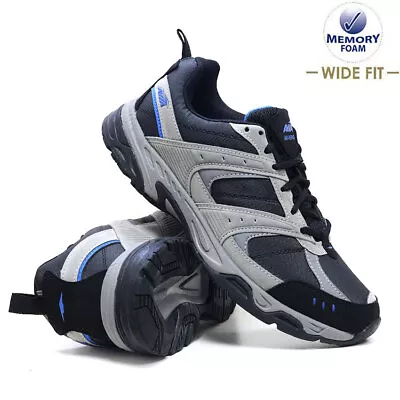Mens Memory Foam Trainers Wide Fit Walking Hiking Running Sports Gym  Shoes Size • £16.95