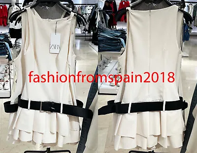 Zara New Woman Short Box Pleat Playsuit Dress With Belt White Xs-xxl  3152/330 • $53.99