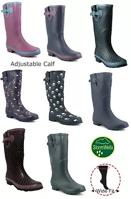 £28.99 • Buy Womens Ladies Extra Wide Calf 45 Cm Max Wellies Waterproof Rain Wellington Boots