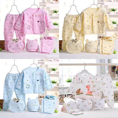 5pcs Newborn Outfit Clothes 0-3 Months Top+Pants Set Baby Boy T-shirt Girls Kids • $13.05