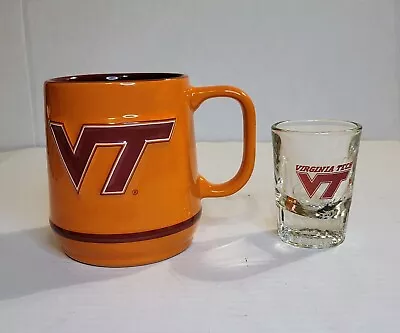 Virgina Tech Collegiate Licensed Ceramic Cup & Shot Glass-Burnt Orange & Maroon • $7.50