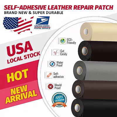 Self Adhesive Vinyl Faux Leather Fabric Repair Patch Kit For Car Seat Sofas • $21.89