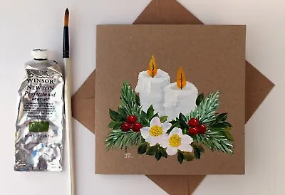 £4.75 • Buy Real Painting: Handpainted Christmas Card *Candles #12  W/env By Judith Rowe