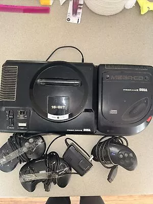 Mega Drive 1 And Mega Cd II Console. Parts Only - Powers On But No AV Cord • $92