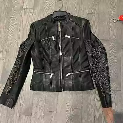 Wilson Leather Women Leather Motor Jacket Black Color E-WWBM2923-01 Retail$650 • $189.99