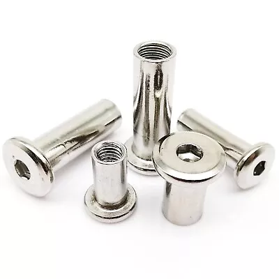 £3.83 • Buy M3-M10 SUS304 Hex Socket Head Furniture Bed Connector Rivet Insert Sleeve Nut