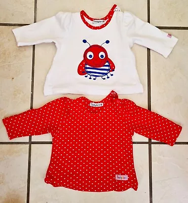 Baby Girl's 2 X Ladybird Red & Spotty Long Sleeved Tops T-shirts Age 0-3 Months • £2.99