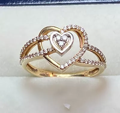 Beautiful Genuine 10K Yellow Gold Women Ring Rings Real With Diamonds 35 Pts (BA • $218.06