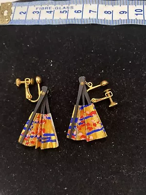 Costume Jewellery 80s Style Fan Earrings Non Pierced Ears • £0.99