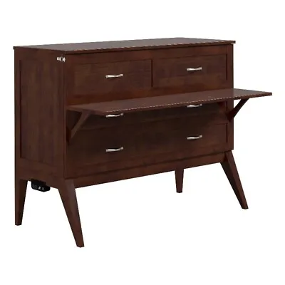 Northampton Walnut Solid Wood Frame Full Size Murphy Bed Desk With Mattress • $1231.20