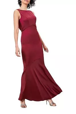 Oasis Womens Burgundy Dress Satin Mermaid Maxi Dress • £32.50