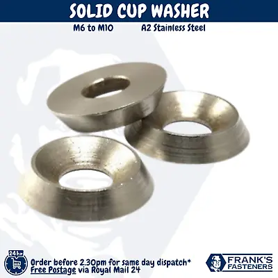 M5 M6 M8 Cup Countersunk Screw Solid Finishing Washer A2 304 Stainless • £4.48