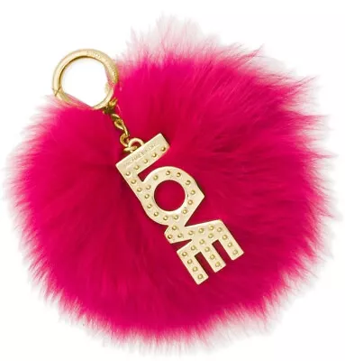 Michael Kors Large Fur Pom Pom LOVE Ultra Pink Gold Bag Purse Charm NWT $78 • $75