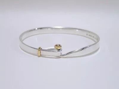 GEORG JENSEN Vivianna Torun #204 Sterling Silver / 18k Yellow Gold Bangle Size S • $450