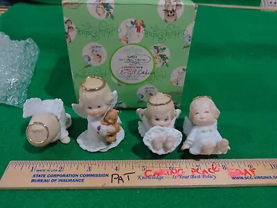 4 Vtg Porcelain Enesco Ruth Morehead Holly Babes Tumbling Angels Figurines -1987 • $21.99